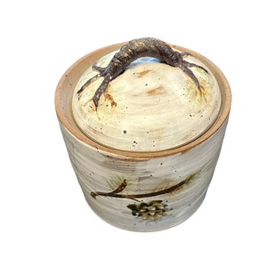 Handcrafted Ceramic Jar with Lid - Brown and Cream